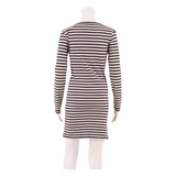 GANNI Womens Jumper Dress White Striped Long Sleeve Knee Length L