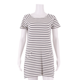 WHITE STUFF Womens Shift Dress White Striped Short Sleeve Knee Length UK 10