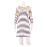 JOULES Womens Shift Dress White Striped Long Sleeve Knee Length UK 8