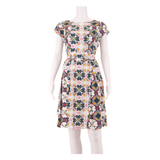 WHITE STUFF Womens Fit & Flare Dress Blue Floral Short Sleeve Knee Length UK 10