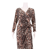 LAURA ASHLEY Womens Bodycon Dress Brown Viscose Animal Print Midi UK 10