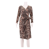 LAURA ASHLEY Womens Bodycon Dress Brown Viscose Animal Print Midi UK 10