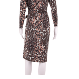 LAURA ASHLEY Womens Bodycon Dress Brown Viscose Animal Print Midi UK 10