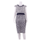 JAEGER Womens Pencil Dress White Animal Print Sleeveless Knee Length UK 14