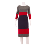 HOBBS LONDON Womens Shift Dress Red Colourblock Midi UK 8