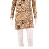 FRENCH CONNECTION Womens Mini Dress Beige Crazy Pattern Long Sleeve Short UK 8