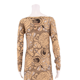 FRENCH CONNECTION Womens Mini Dress Beige Crazy Pattern Long Sleeve Short UK 8