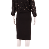 PHASE EIGHT All Over Star Print Womens Pencil Dress Black Viscose UK 12