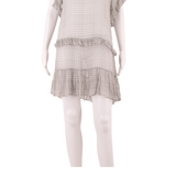 ZIMMERMANN Semi Sheer Womens Shift Dress Grey Silk Check Knee Length ONE SIZE