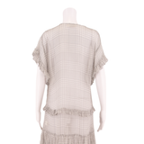 ZIMMERMANN Semi Sheer Womens Shift Dress Grey Silk Check Knee Length ONE SIZE
