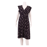 HOBBS LONDON All Over Palm Tree Print Womens Fit & Flare Dress Black Midi UK 12
