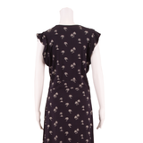 HOBBS LONDON All Over Palm Tree Print Womens Fit & Flare Dress Black Midi UK 12