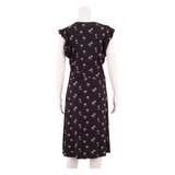 HOBBS LONDON All Over Palm Tree Print Womens Fit & Flare Dress Black Midi UK 12