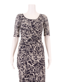 REISS Lace Womens Bodycon Dress Blue Floral Short Sleeve Knee Length UK 10