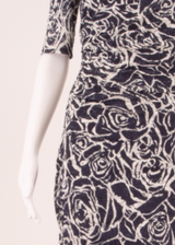 REISS Lace Womens Bodycon Dress Blue Floral Short Sleeve Knee Length UK 10