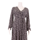 CREW CLOTHING Womens A-Line Dress Black Viscose Floral Knee Length UK 12