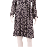 CREW CLOTHING Womens A-Line Dress Black Viscose Floral Knee Length UK 12