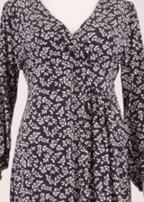 CREW CLOTHING Womens A-Line Dress Black Viscose Floral Knee Length UK 12
