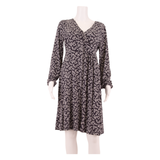 CREW CLOTHING Womens A-Line Dress Black Viscose Floral Knee Length UK 12