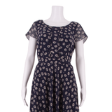 LAURA ASHLEY Womens Day Dress Black Floral Short Sleeve Knee Length UK 12