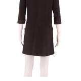 GANNI Stretch Womens Shift Dress Black Viscose Herringbone Knee Length M