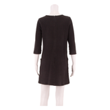 GANNI Stretch Womens Shift Dress Black Viscose Herringbone Knee Length M
