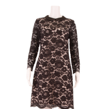 TED BAKER Lace Womens Shift Dress Black Floral Long Sleeve Knee Length UK 10
