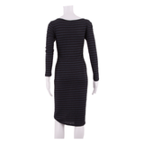 GANNI Womens Bodycon Dress Blue Striped Long Sleeve Midi S