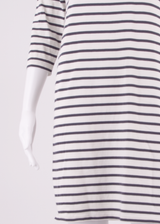 GANNI Womens Shift Dress White Striped Long Sleeve Knee Length S