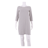 GANNI Womens Shift Dress White Striped Long Sleeve Knee Length S