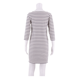 GANNI Womens Shift Dress White Striped Long Sleeve Knee Length S