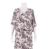 GANNI Womens Day Dress Cream Viscose Floral Short Sleeve Midi S