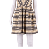 J.CREW Womens Skater Dress Gold Striped Sleeveless Short S