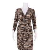 HOBBS LONDON Womens Wrap Dress Brown Viscose Animal Print Knee Length UK 8