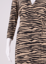 HOBBS LONDON Womens Wrap Dress Brown Viscose Animal Print Knee Length UK 8