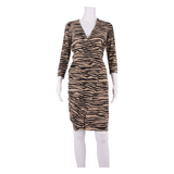 HOBBS LONDON Womens Wrap Dress Brown Viscose Animal Print Knee Length UK 8