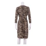 HOBBS LONDON Womens Wrap Dress Brown Viscose Animal Print Knee Length UK 8