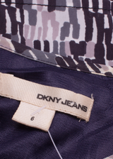 DKNY Womens Day Dress Grey Crazy Pattern Sleeveless Knee Length UK 10