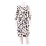 LANDS END Womens Day Dress Cream Floral Knee Length XS