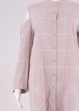 ALL SAINTS Womens Shift Dress Pink Check Long Sleeve Knee Length M