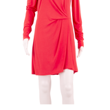 BCBGMAXAZRIA Womens Fit & Flare Dress Red Long Sleeve Knee Length S