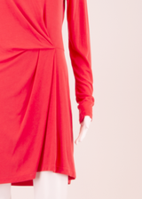 BCBGMAXAZRIA Womens Fit & Flare Dress Red Long Sleeve Knee Length S