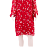 KARL LAGERFELD Womens Shift Dress Red Floral Long Sleeve Knee Length UK 8