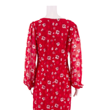 KARL LAGERFELD Womens Shift Dress Red Floral Long Sleeve Knee Length UK 8