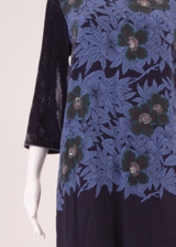 WHITE STUFF Womens Shift Dress Blue Viscose Floral Long Sleeve Knee Length UK 10