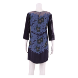 WHITE STUFF Womens Shift Dress Blue Viscose Floral Long Sleeve Knee Length UK 10