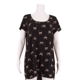 FAT FACE Womens T-Shirt Dress Black Animal Print Short Sleeve Short UK 14