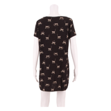 FAT FACE Womens T-Shirt Dress Black Animal Print Short Sleeve Short UK 14