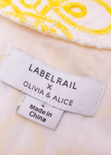 ALICE & OLIVIA Womens A-Line Dress Yellow Floral Short Sleeve Midi UK 8