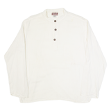 EXPLORALIA Womens Shirt Cream Button Neck Long Sleeve L